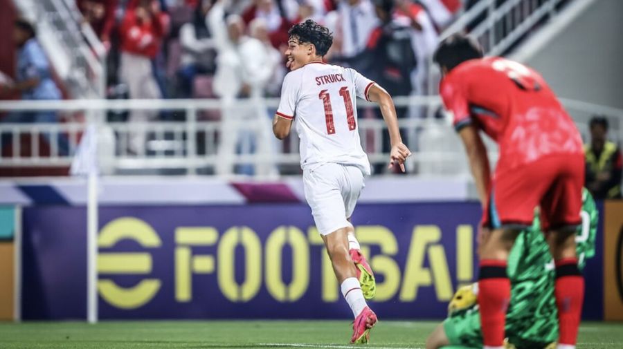 Sejarah tercatat kala Tim Nasional sepak bola Indonesia U-23 berhasil mengalahkan Korea Selatan U-23 di babak perempat final Piala Asia U-23 di Stadion Abdullah bin Khalifa, Doha, Qatar, Jumat (26/4/2024). (Dok. AFC)