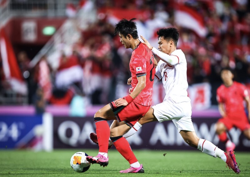 Sejarah tercatat kala Tim Nasional sepak bola Indonesia U-23 berhasil mengalahkan Korea Selatan U-23 di babak perempat final Piala Asia U-23 di Stadion Abdullah bin Khalifa, Doha, Qatar, Jumat (26/4/2024). (Dok. AFC)