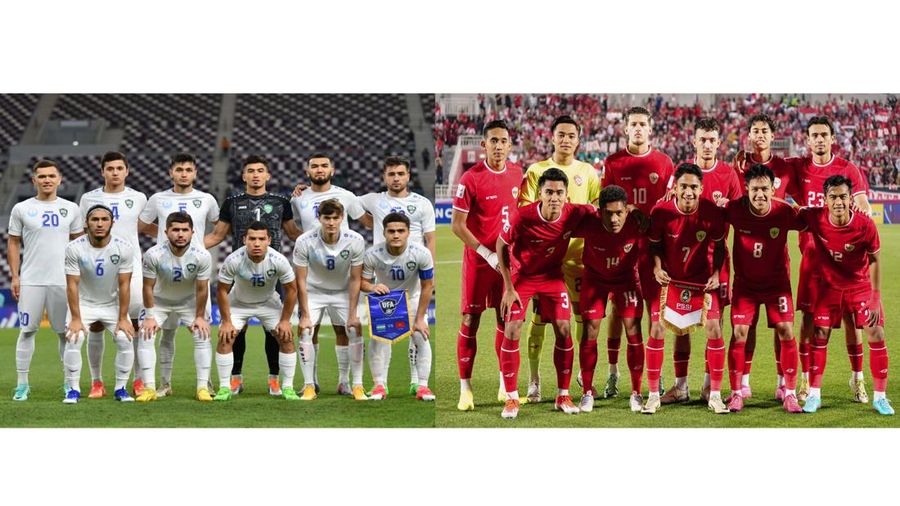 Timnas Uzbekistan U-23 dan Timnas Indonesia U-23. (Dok: PSSI)