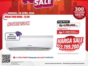 AC Split 1/2 PK + Pipa & Instalasi Rp 2,7 Juta Cuma di Transmart Full Day Sale