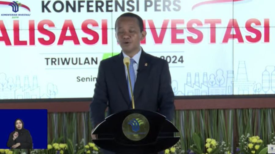 Konferensi Pers Realisasi Investasi Triwulan I Tahun 2024. (Tangkapan layar Youtube)