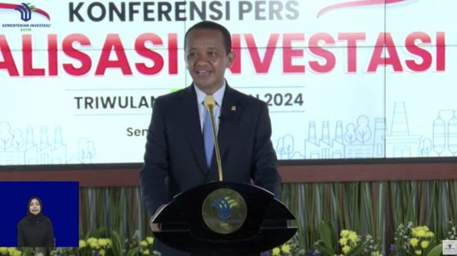 Konferensi Pers Realisasi Investasi Triwulan I Tahun 2024. (Tangkapan layar Youtube)