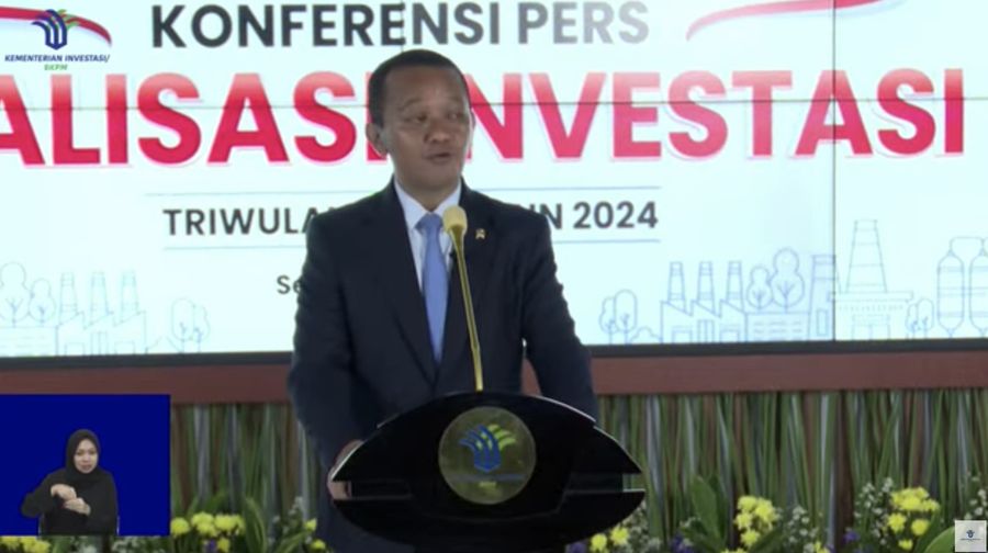 Konferensi Pers Realisasi Investasi Triwulan I Tahun 2024. (Tangkapan layar Youtube)