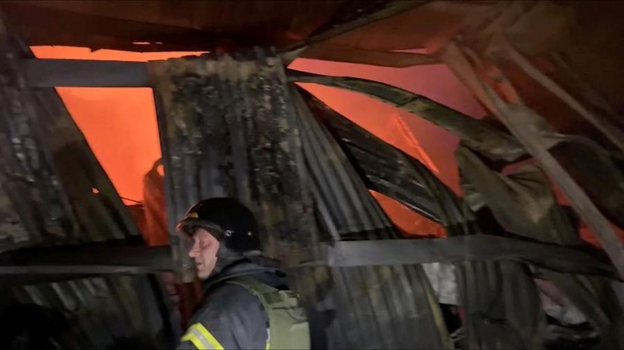 Firefighters work at the site of a Russian missile strike, amid Russia?s attack on Ukraine, at a location given as Odesa, Ukraine, in this handout image released on May 2, 2024. Press service of the State Emergency Service of Ukraine/Handout via REUTERS    THIS IMAGE HAS BEEN SUPPLIED BY A THIRD PARTY
