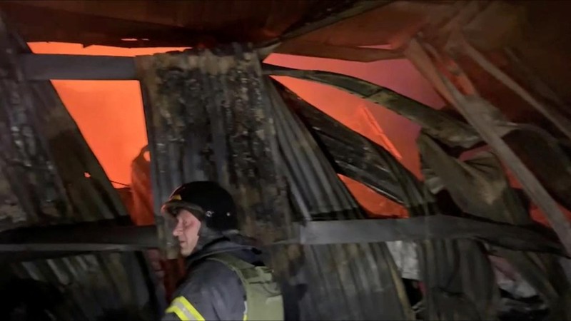 Firefighters work at the site of a Russian missile strike, amid Russia?s attack on Ukraine, at a location given as Odesa, Ukraine, in this handout image released on May 2, 2024. Press service of the State Emergency Service of Ukraine/Handout via REUTERS    THIS IMAGE HAS BEEN SUPPLIED BY A THIRD PARTY