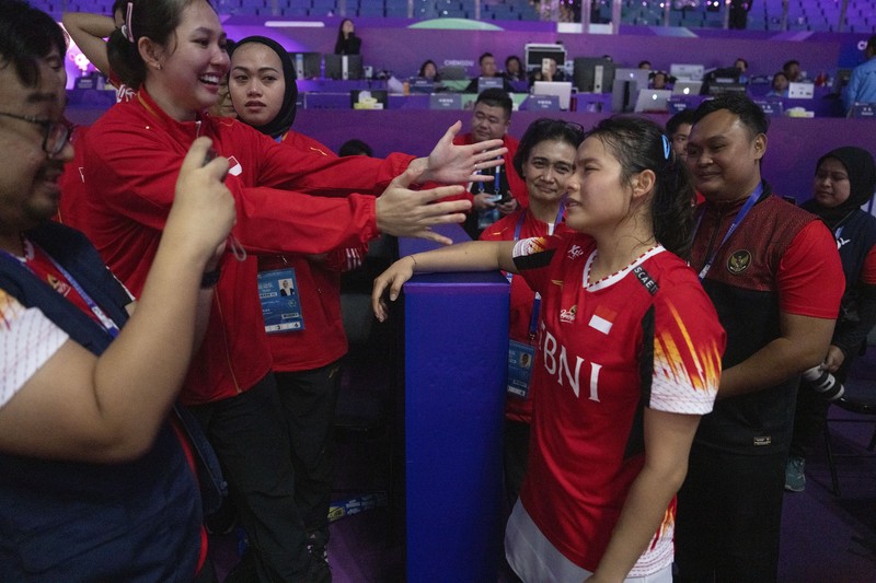 Pebulutangkis Ganda Putra Indonesia Fajar Alfian dan Rian Ardianto saat berlaga di Thomas Cup. (AP/Ng Han Guan) Pebulutangkis Ganda Putra Indonesia Fajar Alfian dan Rian Ardianto saat berlaga di Thomas Cup. (AP/Ng Han Guan)