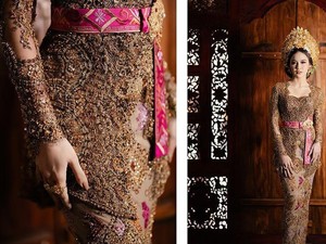 Detail dan Makna Kebaya Mahalini yang Bergambar Pura di Upacara Mepamit