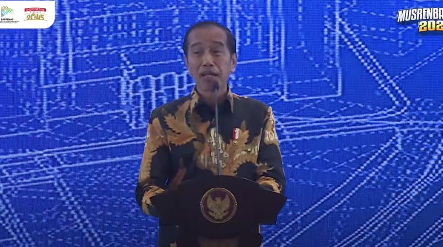 Presiden Joko Widodo (Jokowi) saat acara Musrenbangnas 2024. (YouTube/Bappenas RI)