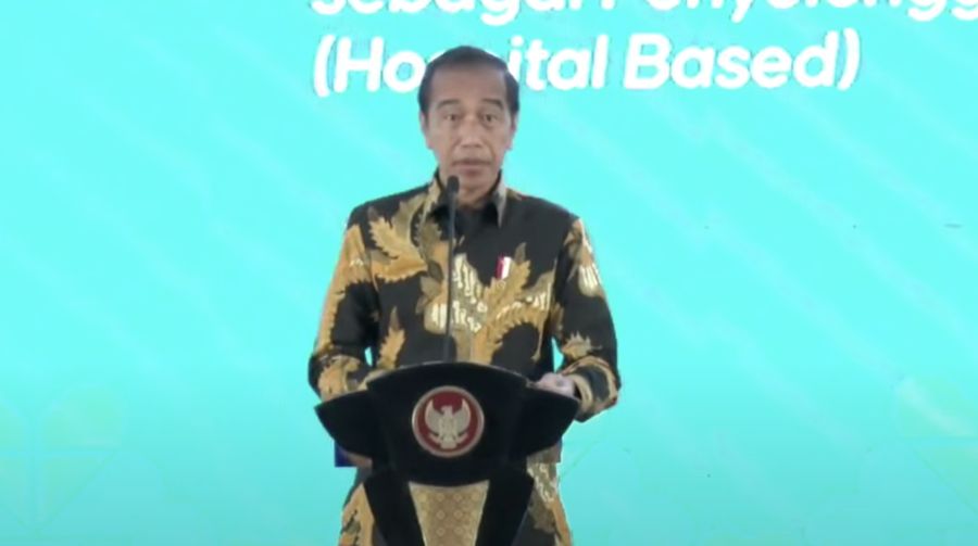 Presiden Joko Widodo (Jokowi) saat peluncuran pendidikan dokter spesialis berbasis RS Pendidikan Penyelanggaraan Utama (Hospital Based). (Youtube/Kementerian Kesehatan RI)