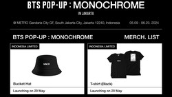Daftar Harga Lengkap Merchandise di BTS POP-UP: MONOCHROME IN JAKARTA