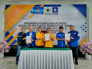 Golkar, PAN dan Demokrat Teken MoU Menangkan Jaro Ade di Pilbup Bogor