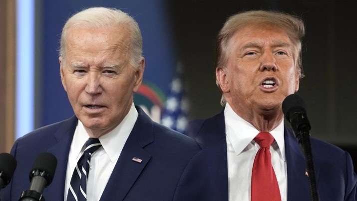 Foto Kolase Presiden AS Joe Biden dan Mantan Presiden AS Donald Trump. (AP Photo)