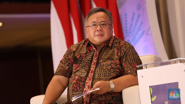 Ekonom & Expert Urban And Regional Development, Bambang Brodjonegoro dalam rapat kerja Forum Kerja Sama Daerah Mitra Praja Utama 2024 di Hotel Borobudur, Jakarta, Jumat (17/5/2024). (CNBC Indonesia/Tri Susilo)