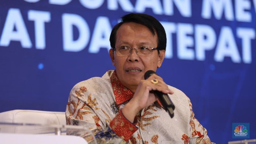 Ketua Umum Asosiasi Analisis Kebijakan Indonesia, Trubus Rahadiansyah dalam dalam rapat kerja Forum Kerja Sama Daerah Mitra Praja Utama 2024 di Hotel Borobudur, Jakarta, Jumat (17/5/2024). (CNBC Indonesia/Tri Susilo)