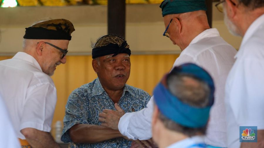 Menteri PUPR Basuki Hadimuljono di acara Pembukaan World Water Forum atau WWF ke-10, Denpasar, Bali 18/5. (CNBC Indonesia/Faisal Rahman)