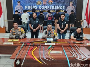 15 Anggota Geng Motor di Serang Ditangkap Saat Hendak Tawuran, Sajam Disita