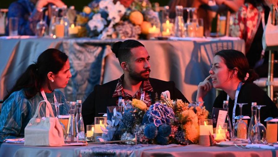 Beberapa delegasi dari berbagai negara hadir dalam welcoming dinner World Water Forum 2024 di Taman Garuda Wisnu Kencana, Badung, Bali pada Minggu (19/5/2024). (Dok. Media Center of World Water Forum 2024/Fikri Yusuf/pras/Intan)