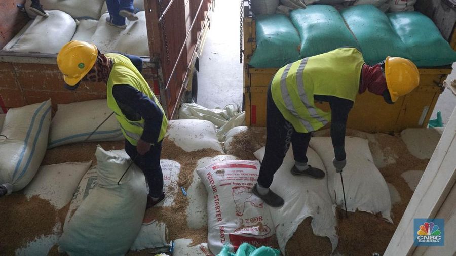 Direktur Utama (Dirut) Perum Bulog Bayu Krisnamurthi saat meninjau serapan gabah di SPP Karawang, Jawa Barat, Senin (20/5/2024). (CNBC Indonesia/Muhammad Sabki)