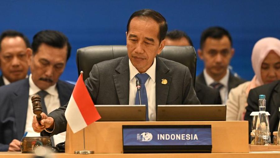 Presiden Joko Widodo saat memberikan sambutan dalam World Water Forum ke-10 di Nusa Dua, Badung, Bali pada Senin (20/5/2024). (Dok. Media Center World Water Forum)