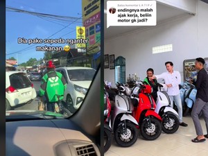 Tak Punya Motor, Ojol Ini Antar Pesanan Makanan pakai Sepeda