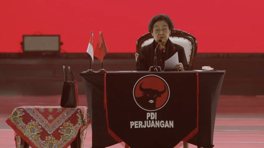 Megawati Soekarnoputri dalam acara Rakernas PDIP (Tangkapan layar youtube PDIP)