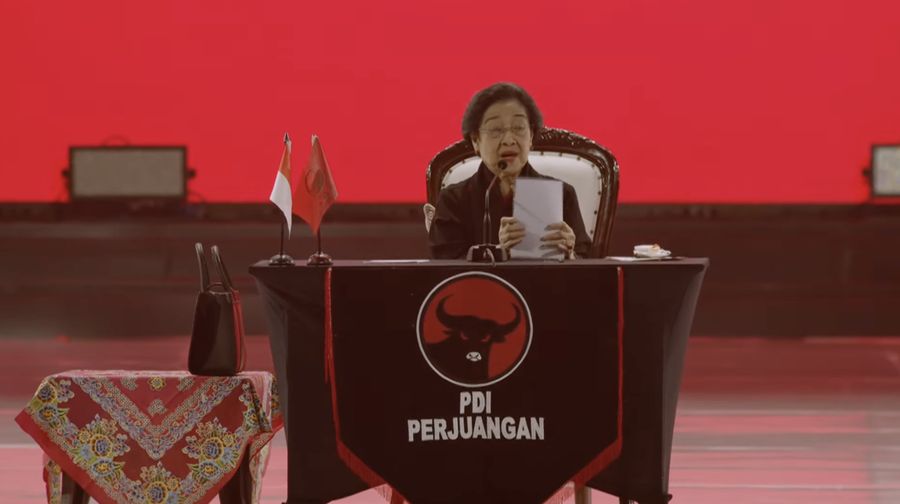 Megawati Soekarnoputri dalam acara Rakernas PDIP (Tangkapan layar youtube PDIP)