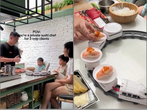 Chef Arnold Jadi Chef Sushi Privat Buat Istri dan Anaknya