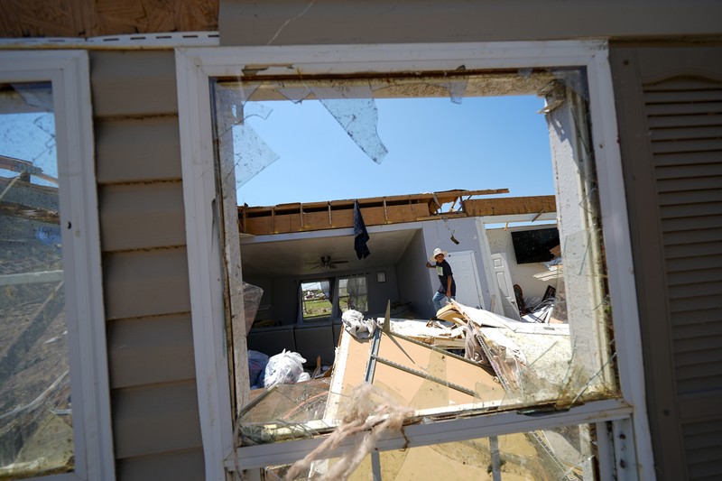 USA-WEATHER/ Wreckage is strewn across a property the day after a deadly series of tornados hit the central United States, in Valley View, Texas, U.S. in a still image from aerial video. ABC Affiliate WFAA via REUTERS. NO RESALES. NO ARCHIVES. MANDATORY CREDIT