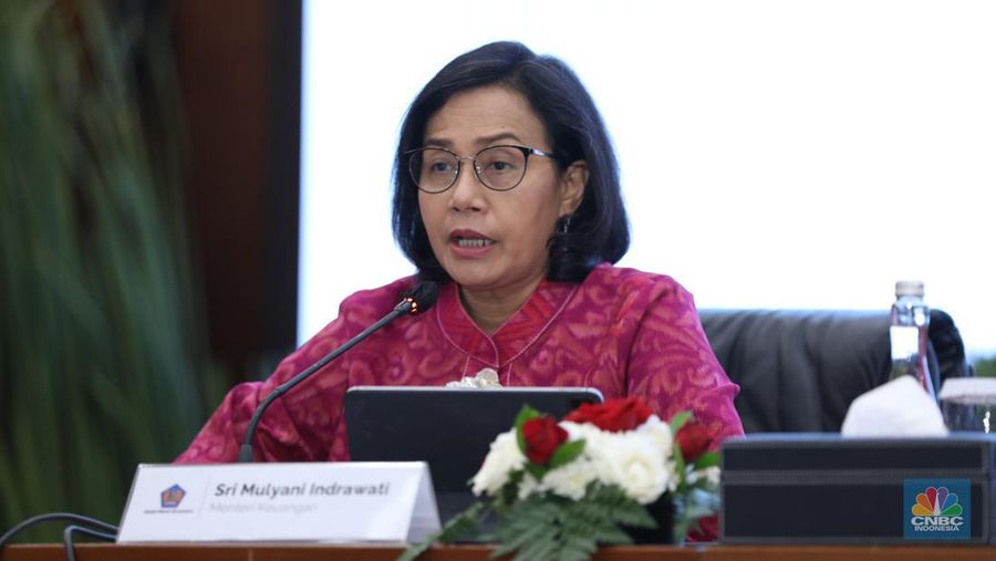 Menteri Keuangan Sri Mulyani di Konferensi Pers APBN KITA. (CNBC Indonesia/Tri Susilo)