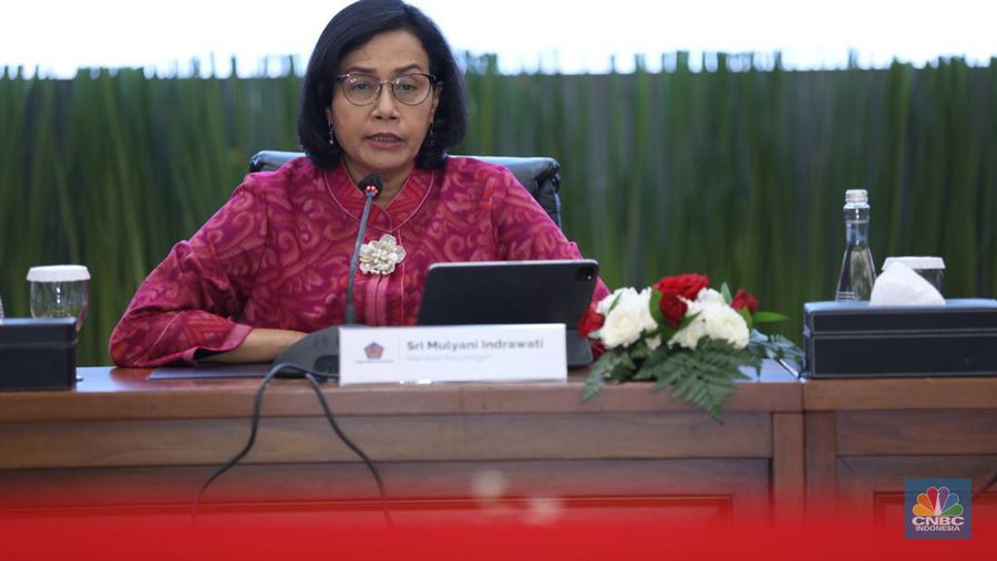 Menteri Keuangan Sri Mulyani di Konferensi Pers APBN KITA. (CNBC Indonesia/Tri Susilo)