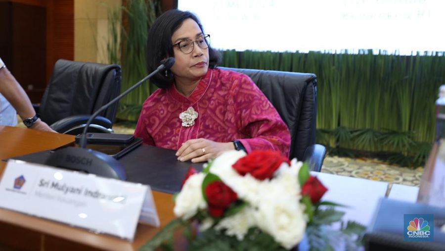 Menteri Keuangan Sri Mulyani di Konferensi Pers APBN KITA. (CNBC Indonesia/Tri Susilo)