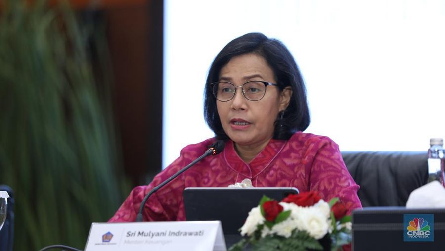 Menteri Keuangan Sri Mulyani di Konferensi Pers APBN KITA. (CNBC Indonesia/Tri Susilo)