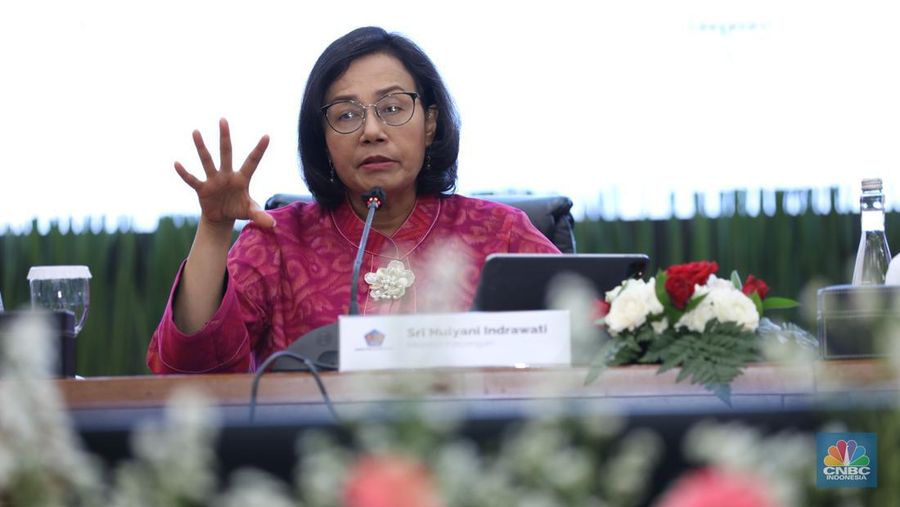 Menteri Keuangan Sri Mulyani Memberi Keterangan di Konferensi Pers APBN KITA. (վa/Tri Susilo)