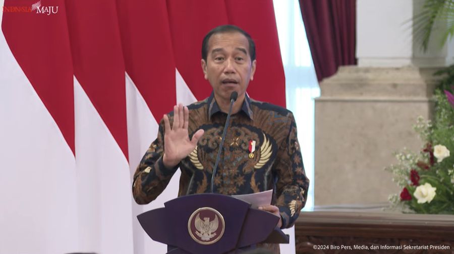 Presiden Joko Widodo (Jokowi) saat memberikan sambutan dalam SPBE Summit 2024 dan Peluncuran GovTech Indonesia, Istana Negara, (27/5/2024). (Tangkapan Layar Youtube Sekretariat Presiden)