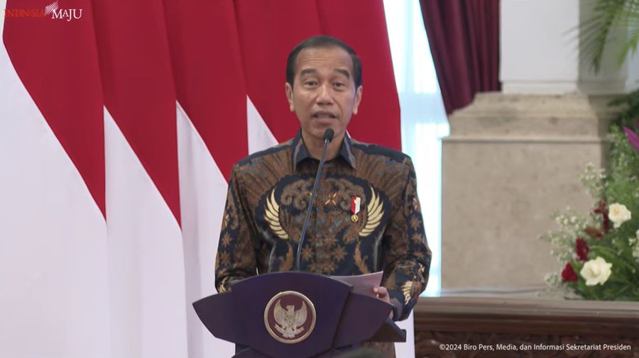 Presiden Joko Widodo (Jokowi) saat memberikan sambutan dalam SPBE Summit 2024 dan Peluncuran GovTech Indonesia, Istana Negara, (27/5/2024). (Tangkapan Layar Youtube Sekretariat Presiden)
