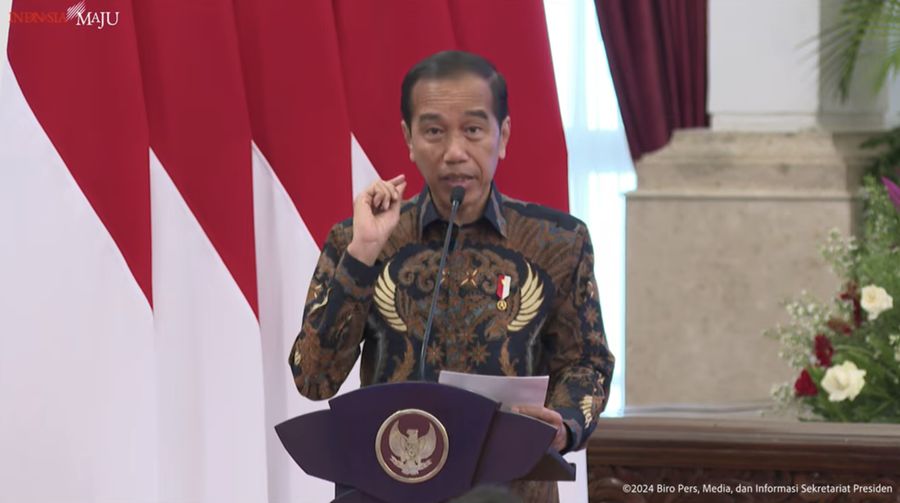 Presiden Joko Widodo (Jokowi) saat memberikan sambutan dalam SPBE Summit 2024 dan Peluncuran GovTech Indonesia, Istana Negara, (27/5/2024). (Tangkapan Layar Youtube Sekretariat Presiden)