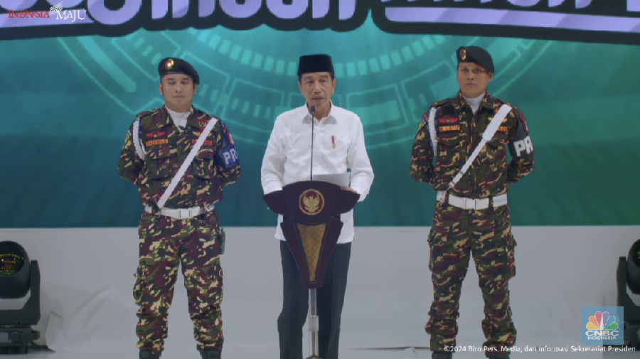 Sambutan Presiden Jokowi pada Acara Inaugurasi Menuju Ansor Masa Depan, Jakarta, 27 Mei 2024. (Tangkapan Layar Youtube)