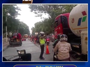 Ada Perbaikan Jalan, Lalin di Plumpang arah Cempaka Putih Jakut Macet
