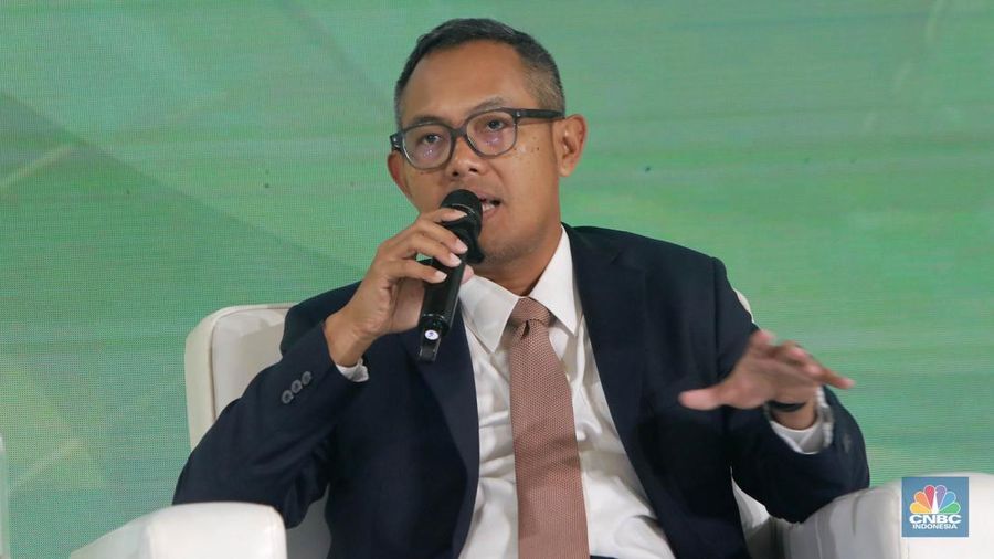 Deputi Bidang Koordinasi Kedaulatan Maritim dan Energi Kemenko Marves, Jodi Mahardi menyampaikan pemaparan dalam acara Green Economic Forum 2024 di Jakarta, Rabu (29/5/2024). (²©²ÊÍøÕ¾/Muhammad Sabki)