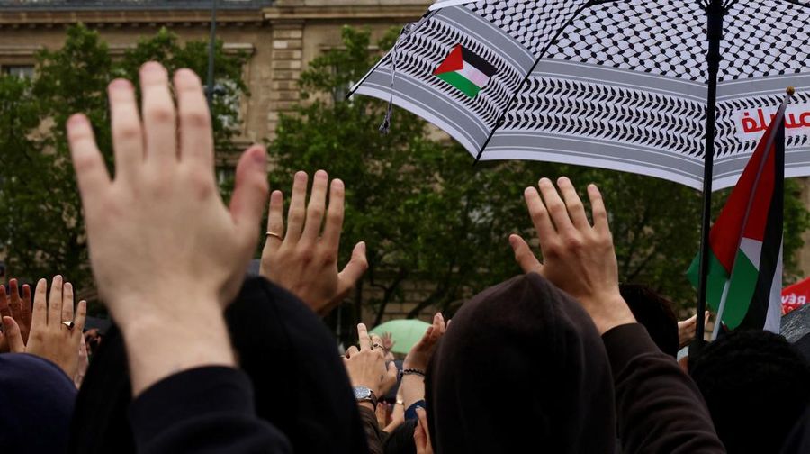 A protester waves a Palestinian flag during a demonstration in support of Palestinians, amid the ongoing conflict between Israel and the Palestinian Islamist group Hamas, in Mexico City, Mexico May 28, 2024. REUTERS/Henry Romero   REFILE - QUALITY REPEAT