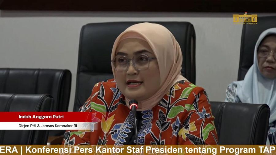Indah Anggoro Putri dalam konferensi Pers Kantor Staf Presiden tentang Program TAPERA. (Tangkapan layar Youtube Kantor Staf Presiden)