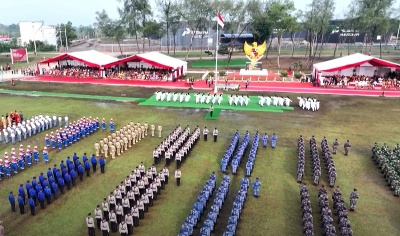 Upacara peringatan hari lahir Pancasila tahun 2024 di Dumai, Sabtu (1/6/2024). (YouTube/Sekretariat Presiden)