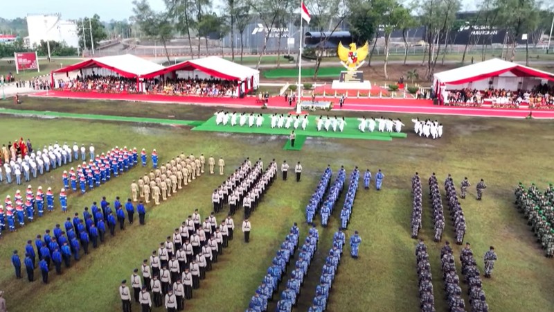 Upacara peringatan hari lahir Pancasila tahun 2024 di Dumai, Sabtu (1/6/2024). (YouTube/Sekretariat Presiden)