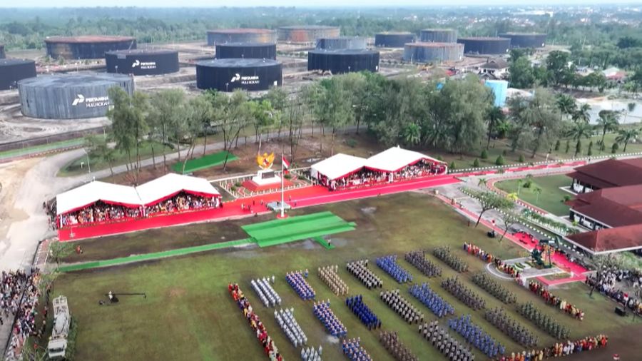 Upacara peringatan hari lahir Pancasila tahun 2024 di Dumai, Sabtu (1/6/2024). (YouTube/Sekretariat Presiden)