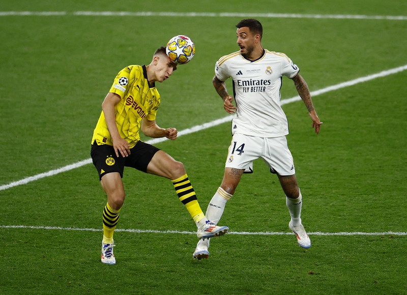 Laga final Liga Championes antara Real Madrid melawan Borussia Dortmund di Stadion Wembley, Inggris, Minggu (2/6/2024) dini hari WIB. (REUTERS/Hannah Mckay) Laga final Liga Championes antara Real Madrid melawan Borussia Dortmund di Stadion Wembley, Inggris, Minggu (2/6/2024) dini hari WIB. (REUTERS/Hannah Mckay)