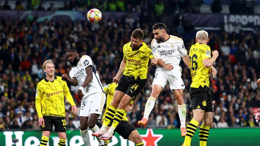 Laga final Liga Championes antara Real Madrid melawan Borussia Dortmund di Stadion Wembley, Inggris, Minggu (2/6/2024) dini hari WIB. (REUTERS/Hannah Mckay)