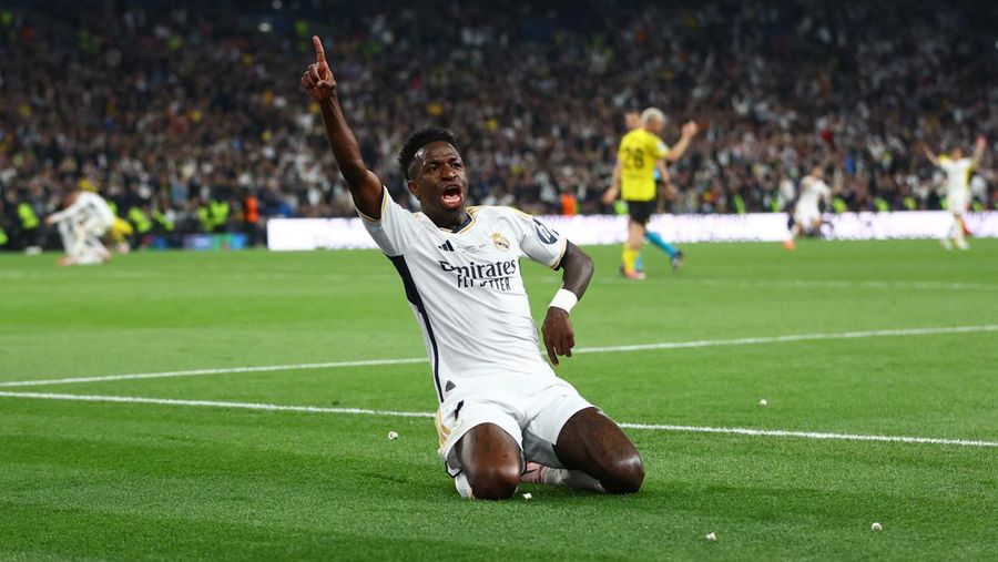 Laga final Liga Championes antara Real Madrid melawan Borussia Dortmund di Stadion Wembley, Inggris, Minggu (2/6/2024) dini hari WIB. (REUTERS/Hannah Mckay)