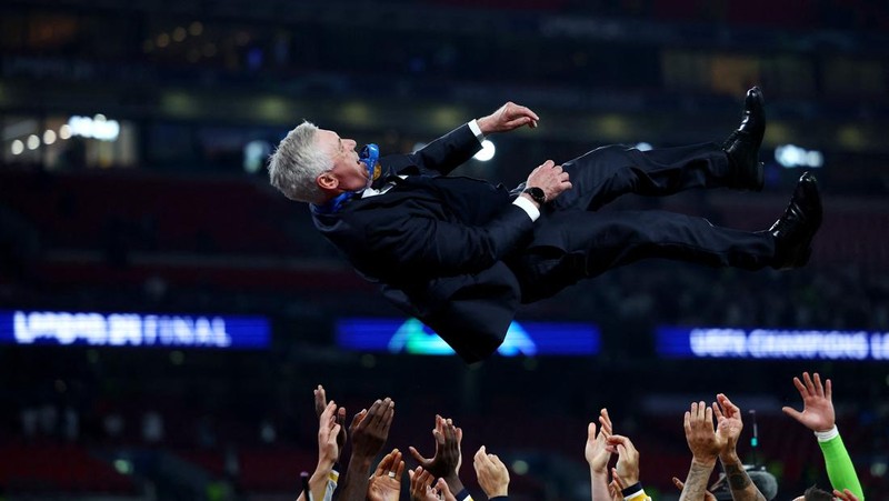 Laga final Liga Championes antara Real Madrid melawan Borussia Dortmund di Stadion Wembley, Inggris, Minggu (2/6/2024) dini hari WIB. (REUTERS/Hannah Mckay)