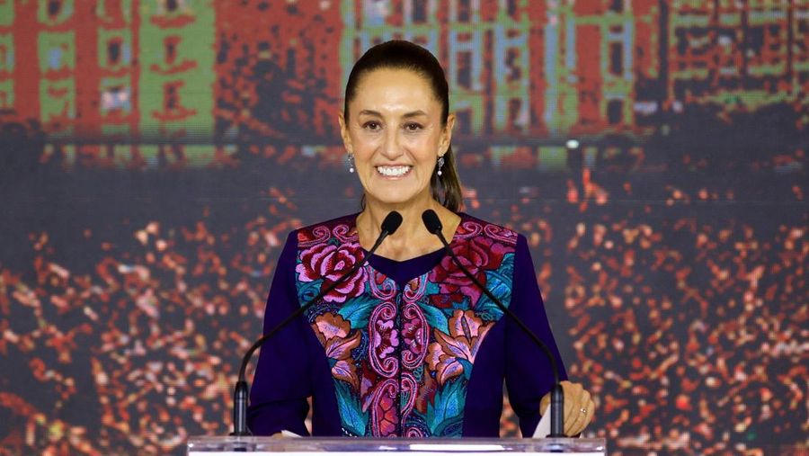 Claudia Sheinbaum, presidential candidate of the ruling MORENA party, addresses her supporters after winning the election, in Mexico City, Mexico June 3, 2024. REUTERS/Raquel Cunha