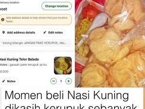 Ngakak! Pembeli Emosi saat Pesan Nasi Kuning Tanpa Kerupuk via Ojol